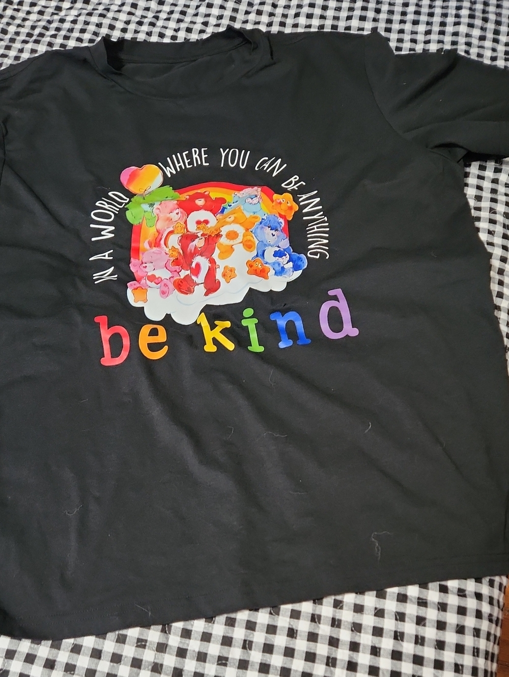 Be Kind Rainbow Graphic Kids T-Shirt - Black